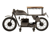 Bar Motorfiets 12 Glazen 6 Flessen Metaal/Mangohout Donkergrijs/Natuur - Florismoo Essentials & Mobility
