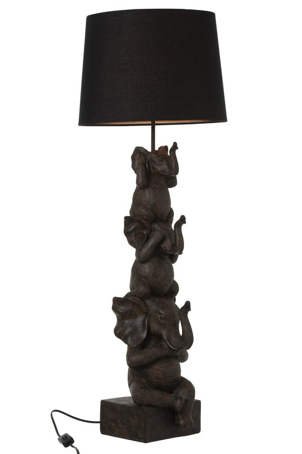 Lamp 3 Olifanten Polyresin Bruin - Florismoo