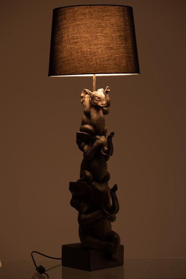 Lamp 3 Olifanten Polyresin Bruin - Florismoo