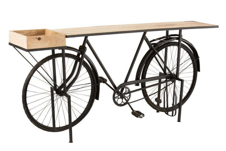 Nachtkastje Fiets Metaal/Mango Hout Zwart/Naturel - Florismoo Essentials & Mobility