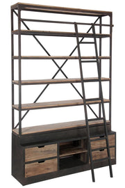 Rek+ladder 4 planken Hout/Metaal Natuurlijk/Bruin 160X45x243cm - Florismoo