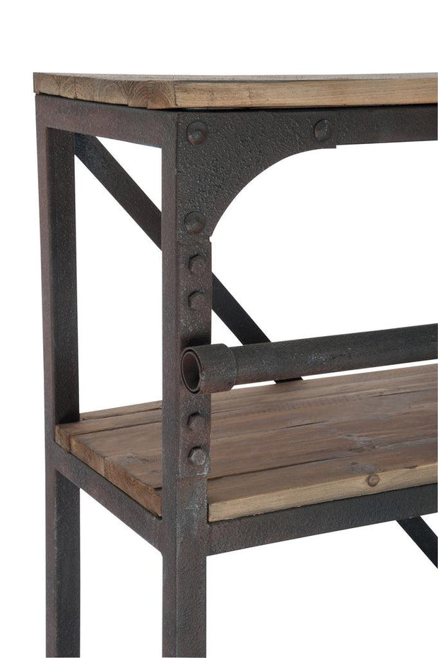 Rek+ladder 4 planken Hout/Metaal Natuurlijk/Bruin 160X45x243cm - Florismoo