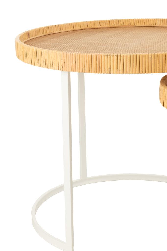 Set van twee sidetables Mysterie Metaal/Mdf Wit/Naturel - Florismoo