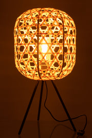 Tafellamp Driepoot Rond Bamboe Metaal Natuurlijk/Zwart