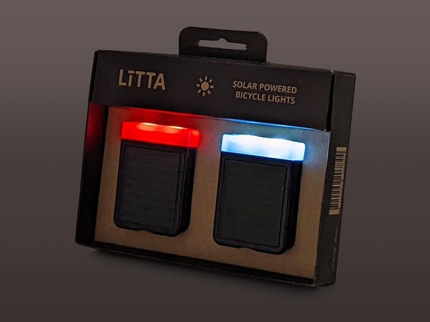 Litta 2 solar fietsverlichting set zwart - Florismoo Essentials & Mobility
