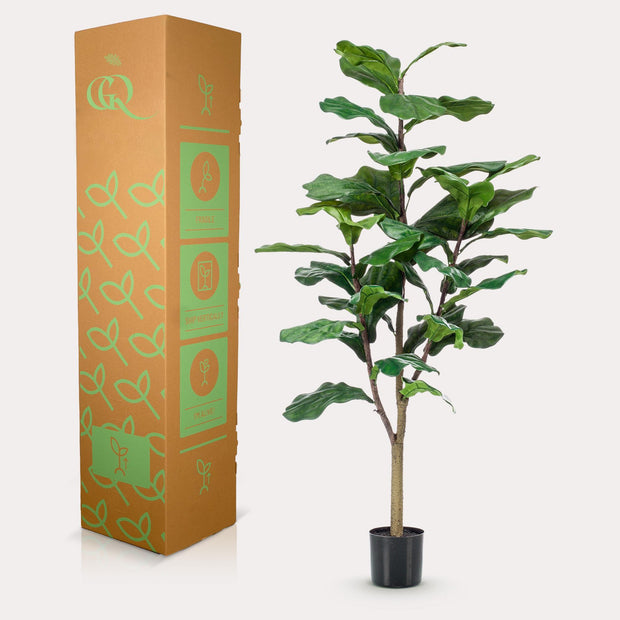 Kunstplant - Ficus Lyrata - Tabaksplant - 125 cm